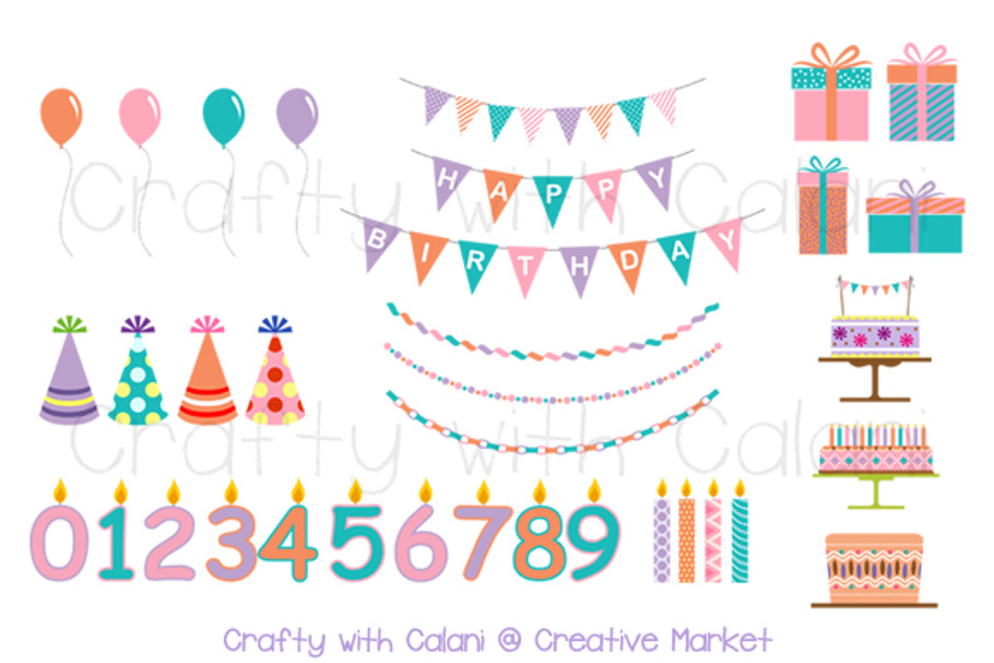 Children Birthday Clipart in Illustrations - product preview 8