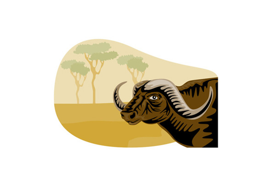African Buffalo Retro