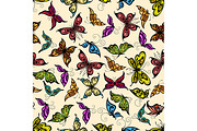 Butterflies seamless pattern