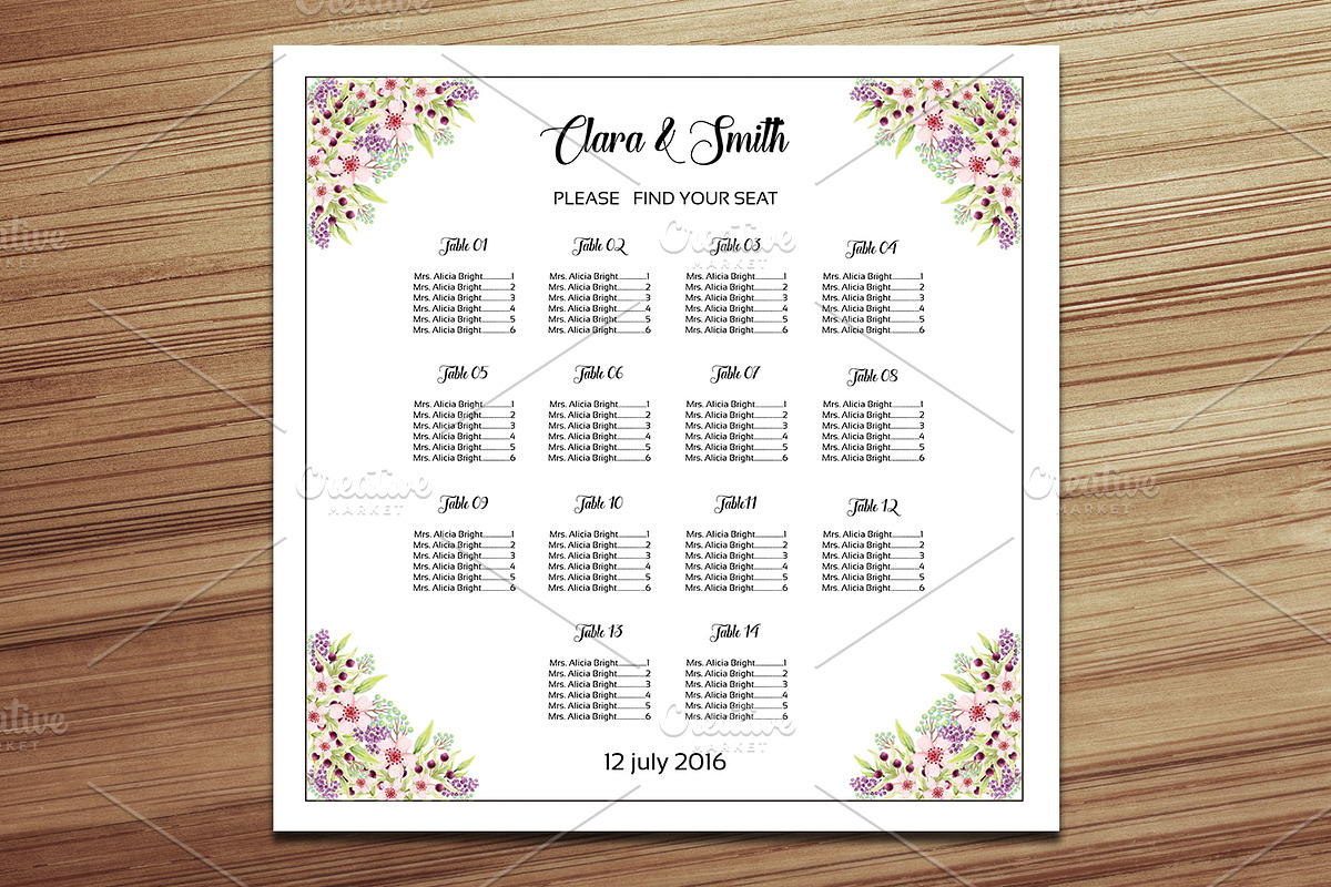 Wedding Seating Chart Template in Stationery Templates - product preview 8