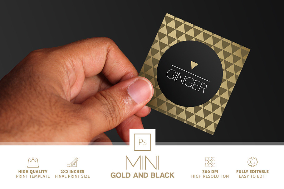 Mini Gold And Black Business Card