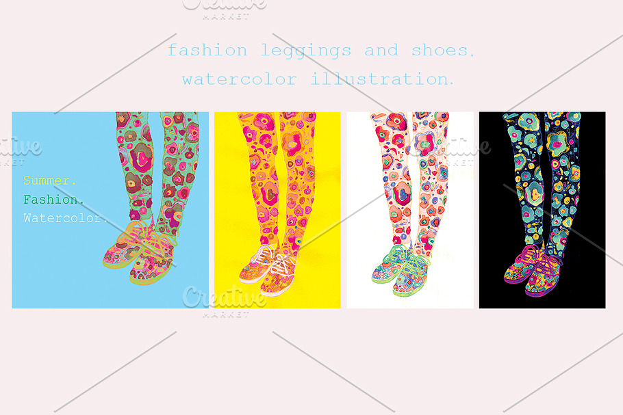 Fashion leggings and shoes in Illustrations - product preview 8