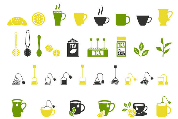 Coffee cup and Tea cup icon set.