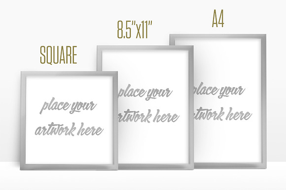 Silver Frame Picture Mockup in Print Mockups - product preview 1