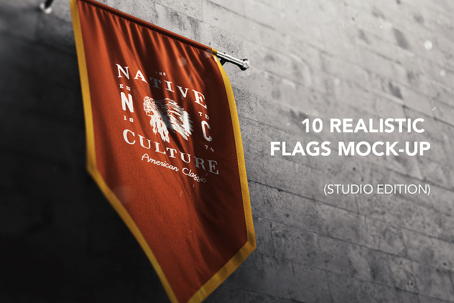 10 Realistic 3D Flags Mock-Up in Product Mockups - product preview 8