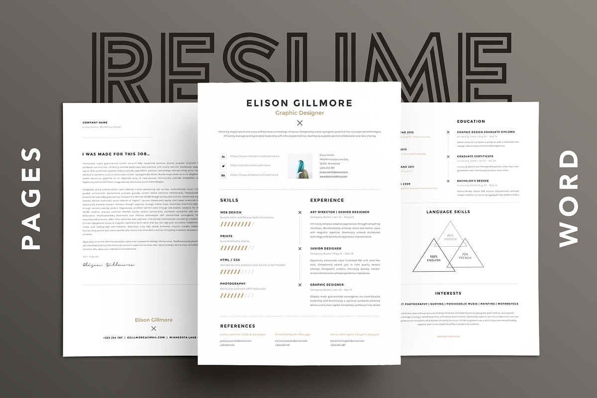 Unique Resume CV for Pages and Word in Resume Templates - product preview 8