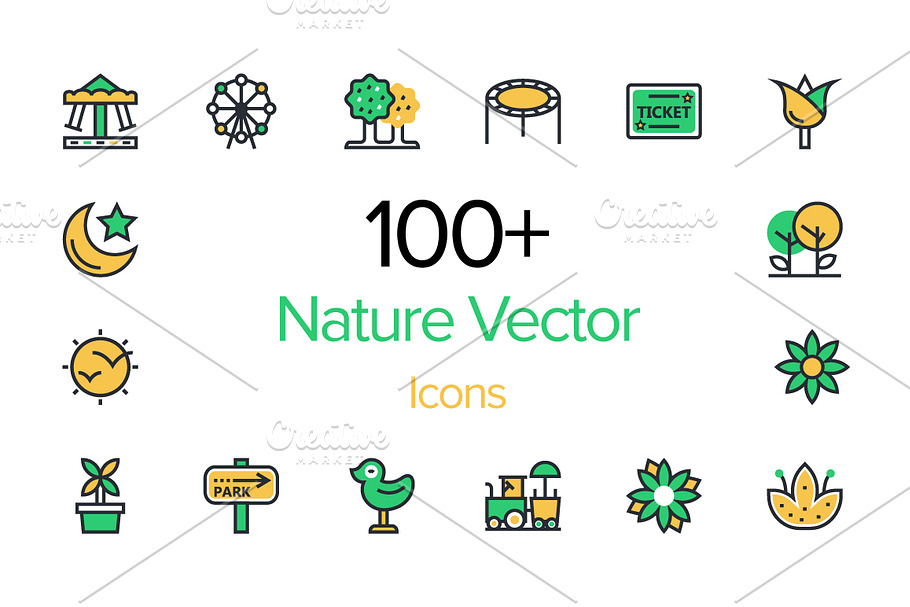 100+ Nature Vector Icons Set | Creative Daddy