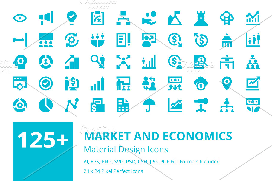 125+ Market and Economics Icons Set 