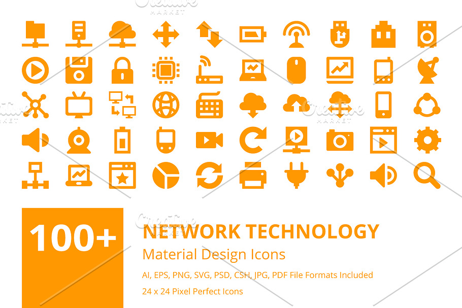 100+ Network Technology Icons Set 
