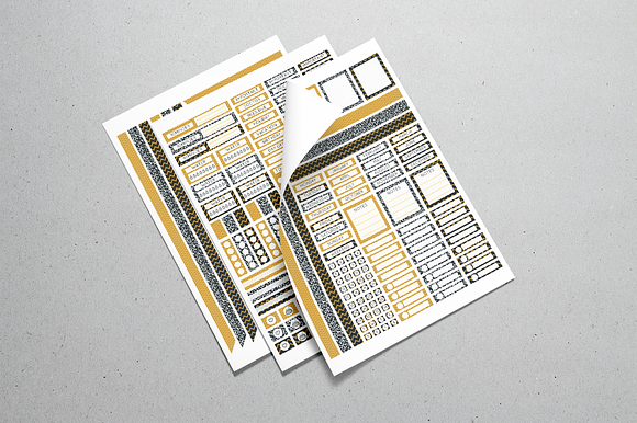 Planner Sticker Set - Black & Yellow in Stationery Templates - product preview 1