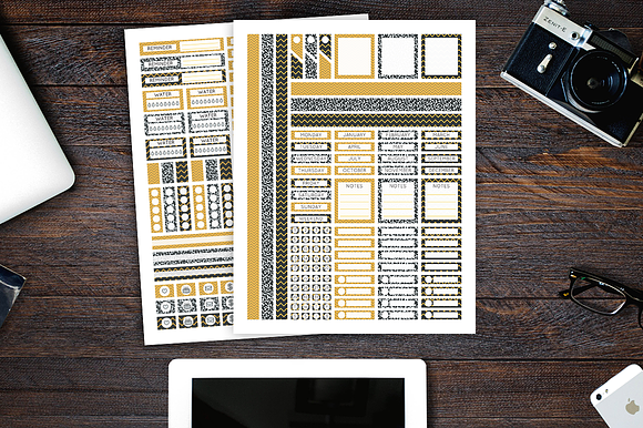 Planner Sticker Set - Black & Yellow in Stationery Templates - product preview 2