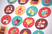 Alcohol drinks flat icons set