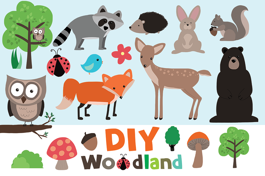 DIY Woodland Clip Art Set in Graphics - product preview 8