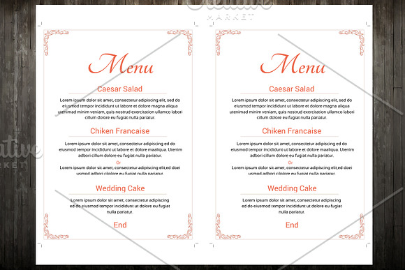 Wedding Menu Card Template in Stationery Templates - product preview 1