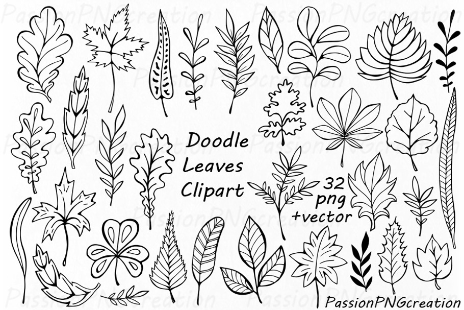 Doodle Leaves Clipart