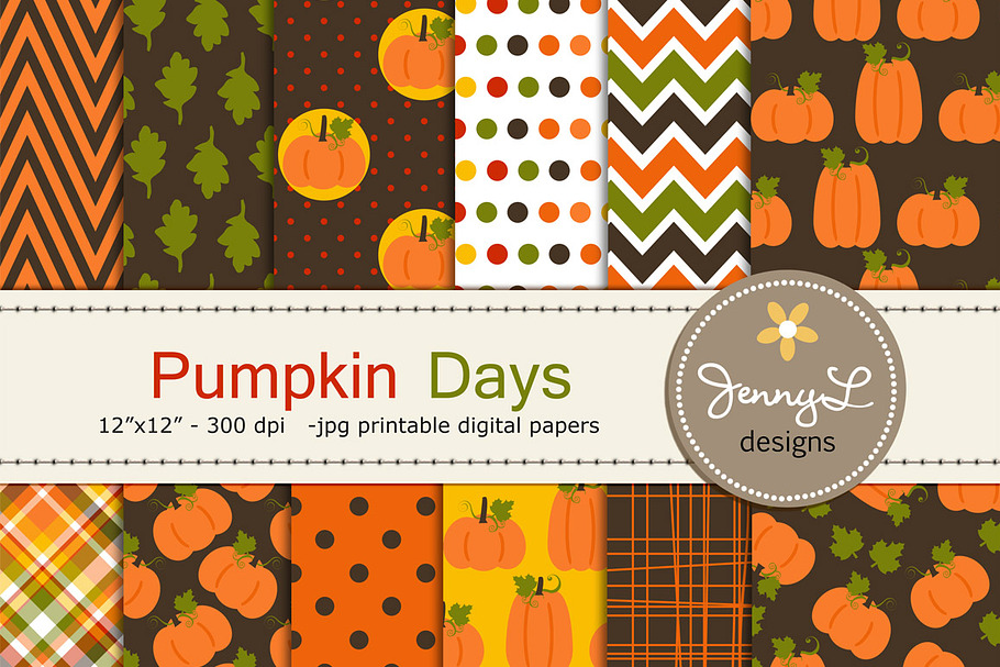 Autumn Fall Pumpkin Digital Papers