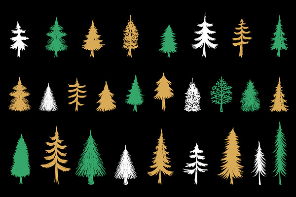 Hand drawn Christmas Tree elements