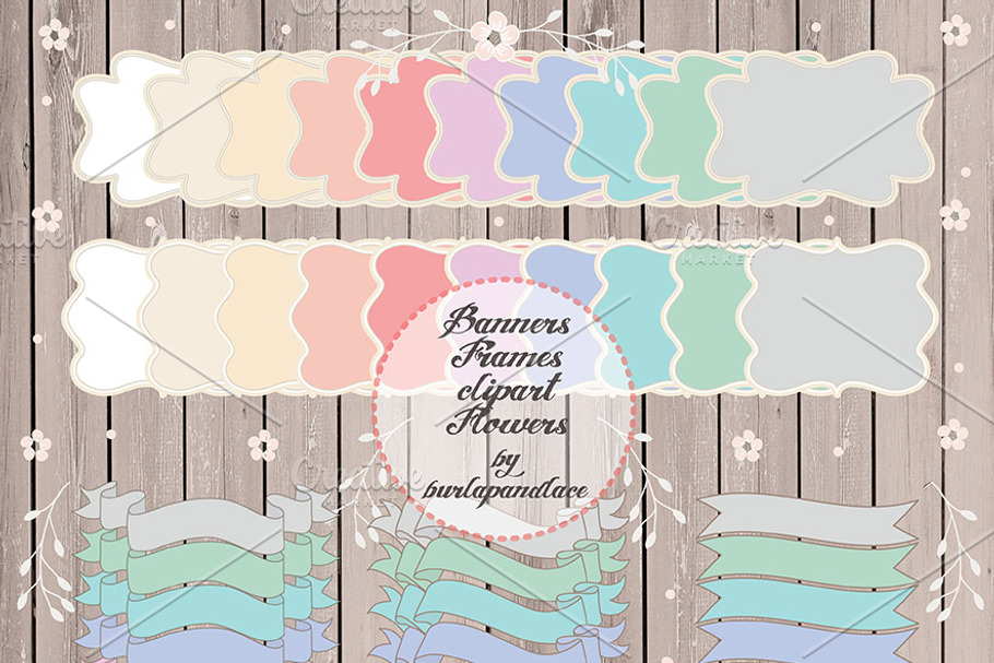 Pastel frames, banner clipart in Illustrations - product preview 8