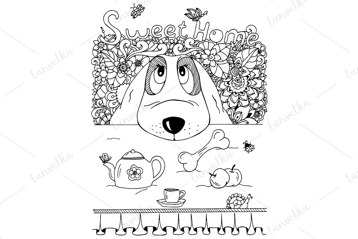Doodle dog in the kitchen in Illustrations - product preview 8