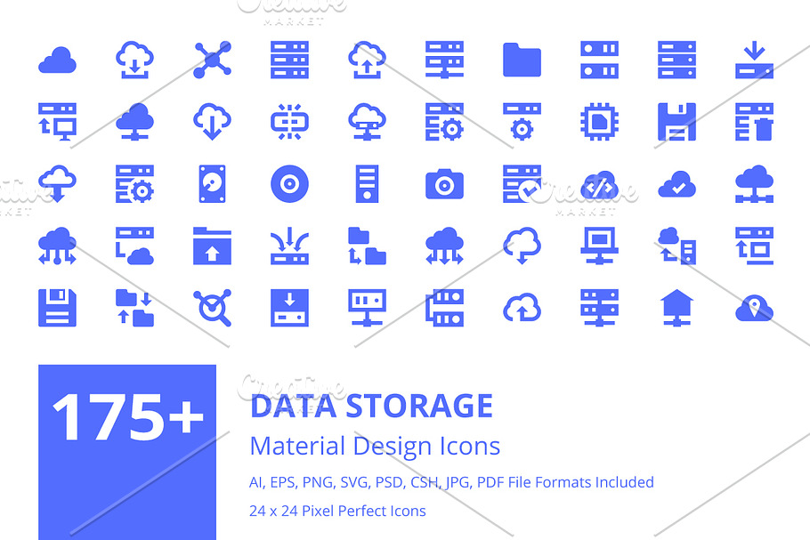 175+ Data Storage Material Icons 