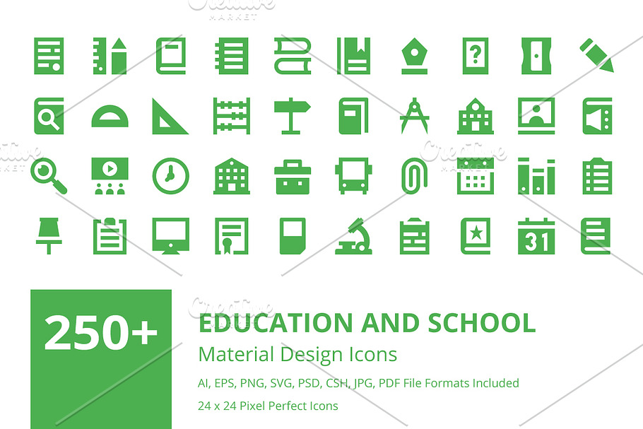 250+ Education Material Design Icons in Graphics - product preview 8