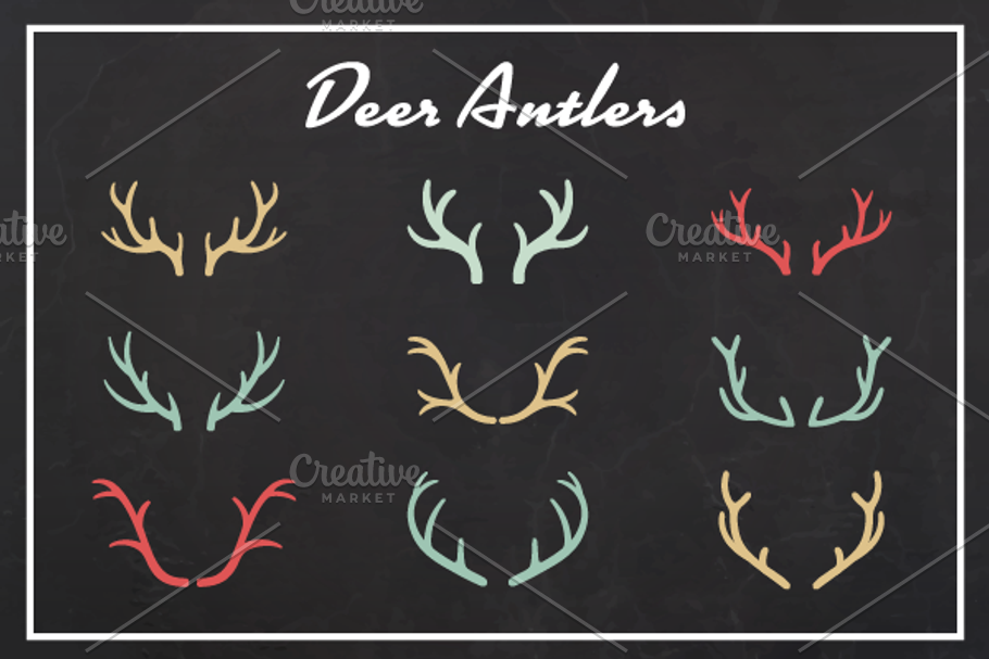 Vintage Deer Antlers in Illustrations - product preview 8