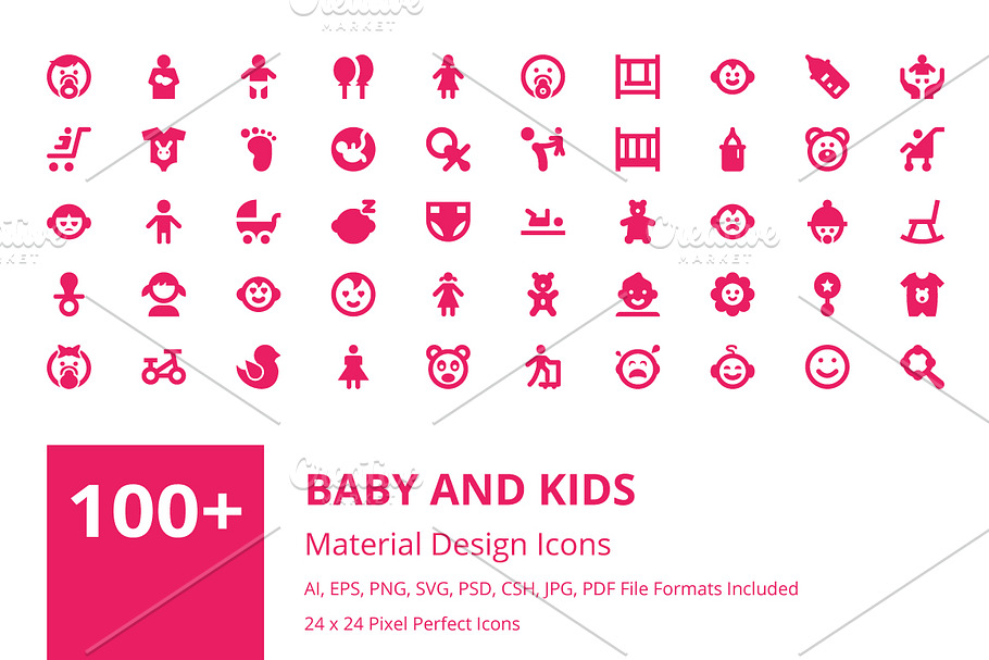 100+ Baby and Kids Material Icons 