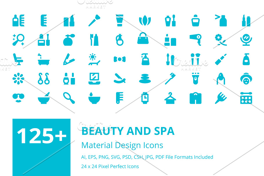 125+ Beauty and Spa Material Icons 