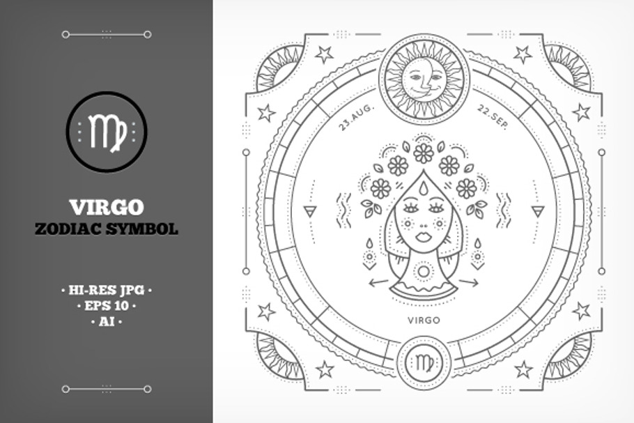 ♍ Virgo Symbol Illustration in Illustrations - product preview 8