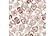 Brown horned owls seamless pattern