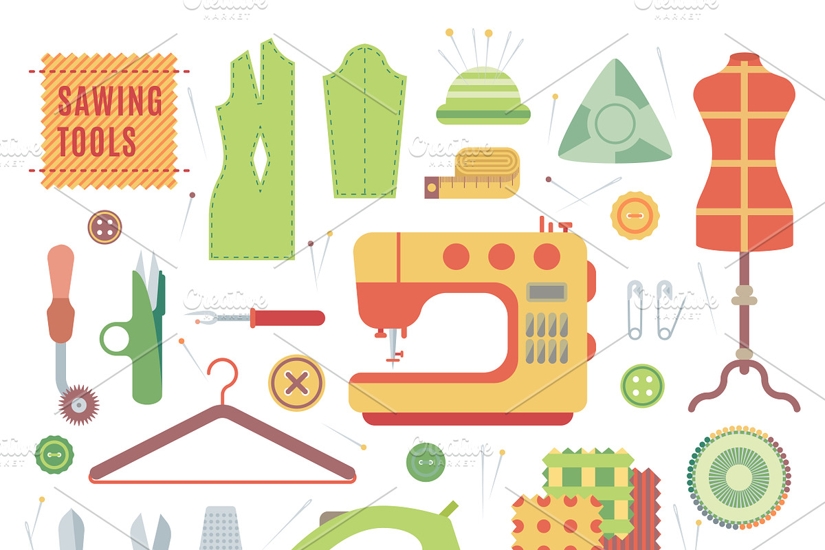 Sewing machines fabric vector set in Illustrations - product preview 8