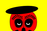 Skull vector icon, red color