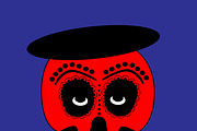 Skull vector icon, red color