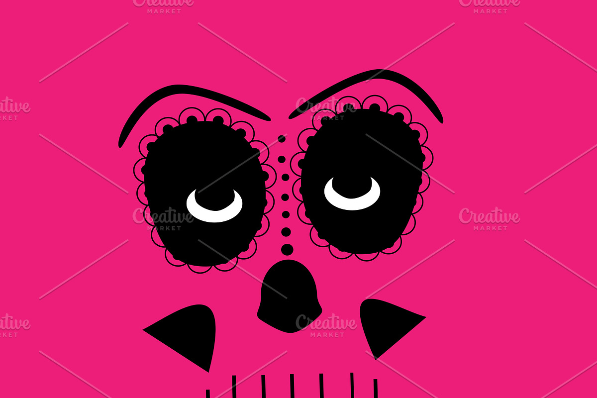 Skull vector background pink in Illustrations - product preview 8