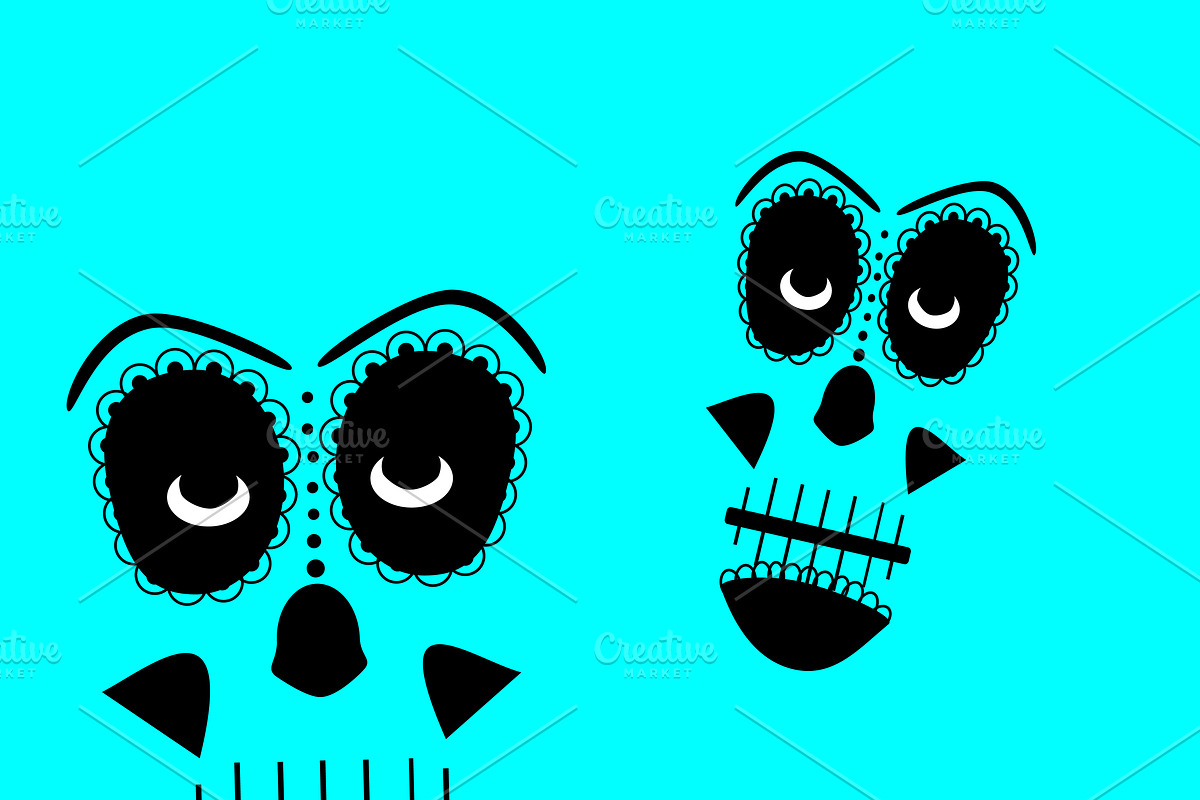 Skull vector background blue in Illustrations - product preview 8