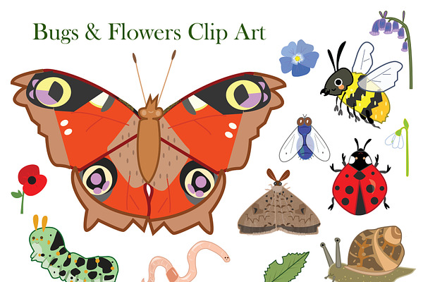 Bugs & Flowers Clip Art