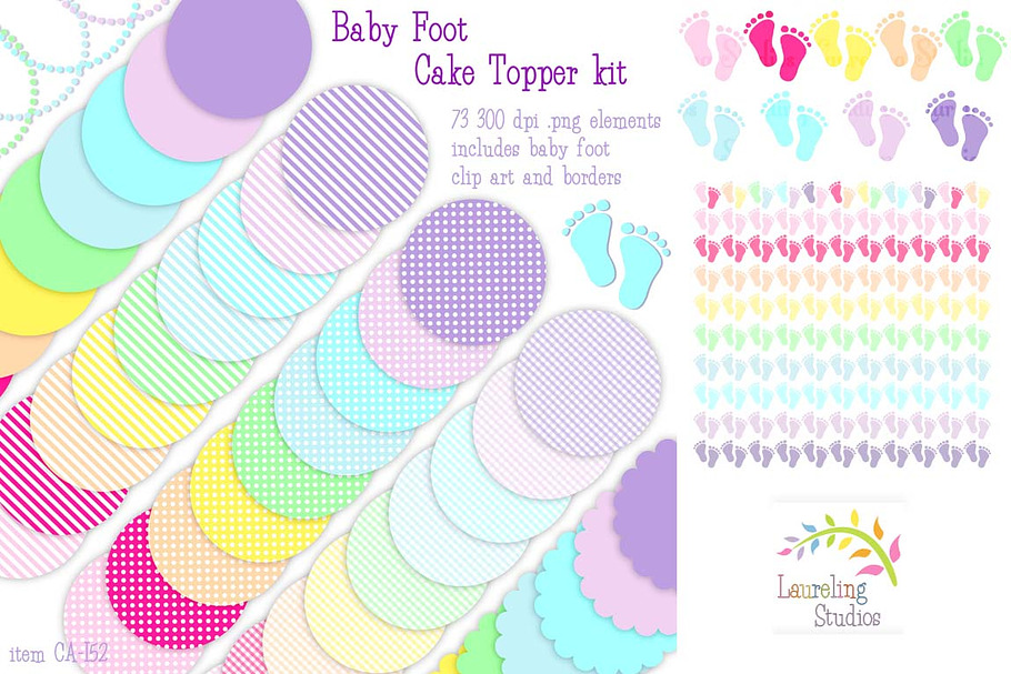 Baby Foot cake topper/craft kit in Objects - product preview 8