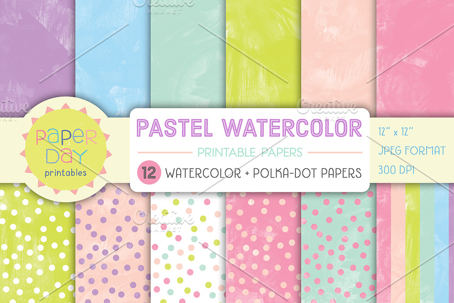 Pastel Watercolor Paper Pack in Textures - product preview 8