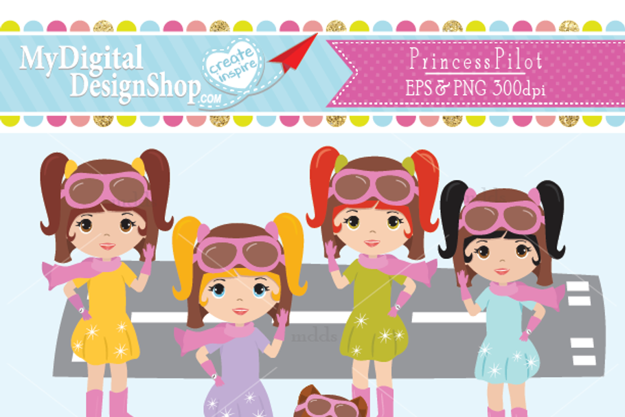 Princess Pilot Clip Art |C029 in Objects - product preview 8