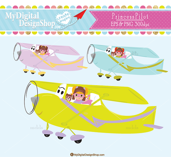 Princess Pilot Clip Art |C029 in Objects - product preview 1