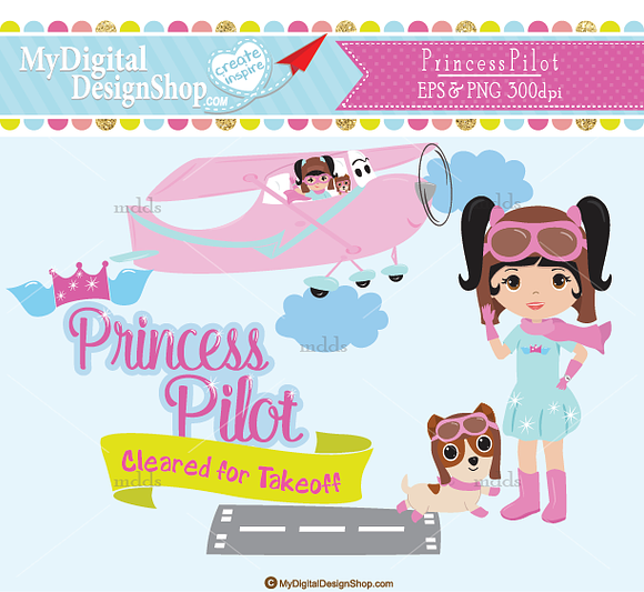 Princess Pilot Clip Art |C029 in Objects - product preview 2