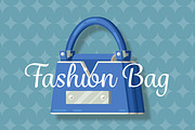 Blue fashion woman bag flat vector