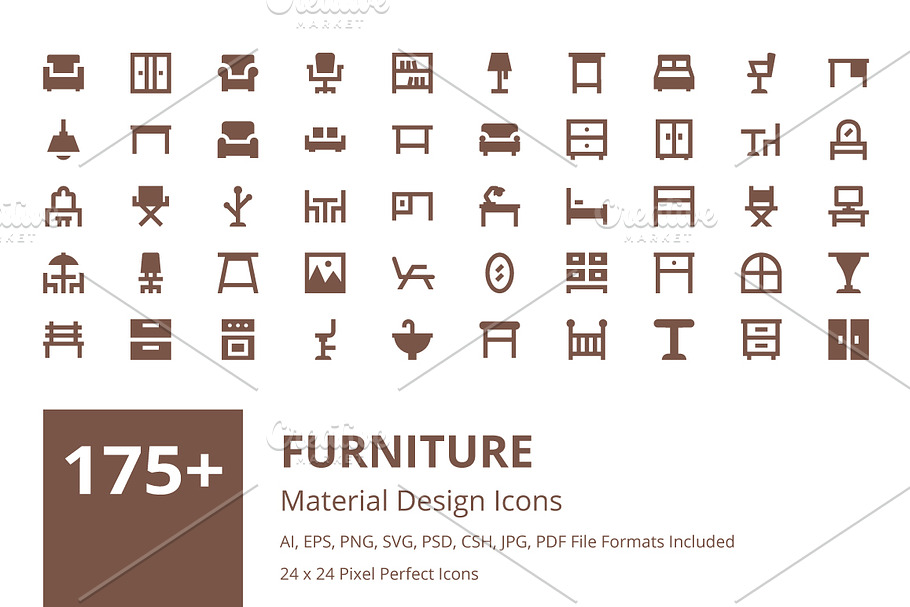 175+ Furniture Material Design Icons