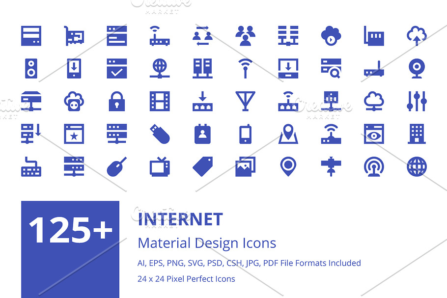 125+ Internet Material Design Icons  in Graphics - product preview 8