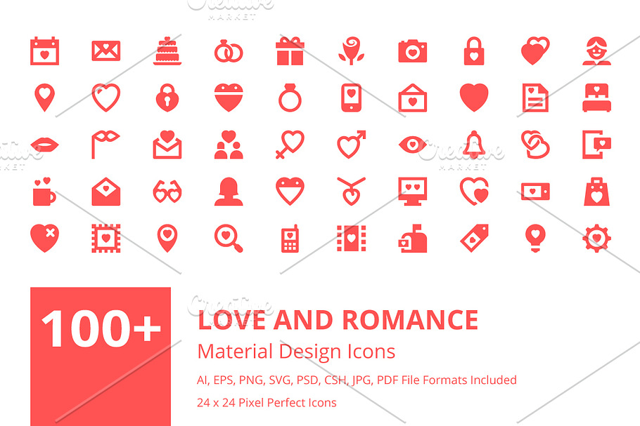 100+ Love and Romance Material Icons