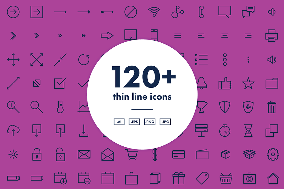 120+ Thin Line Icons in Graphics - product preview 8