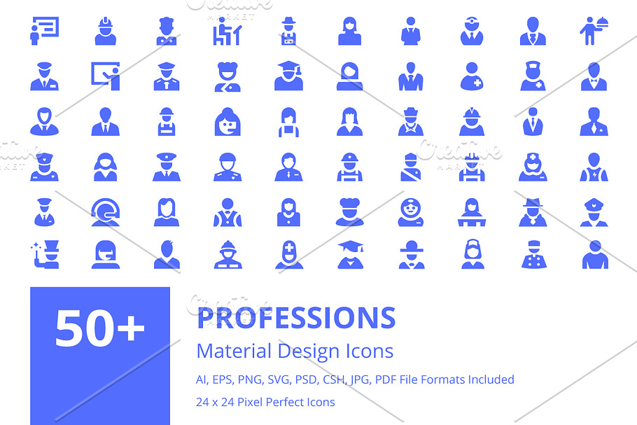 60+ Professions Material Icons 