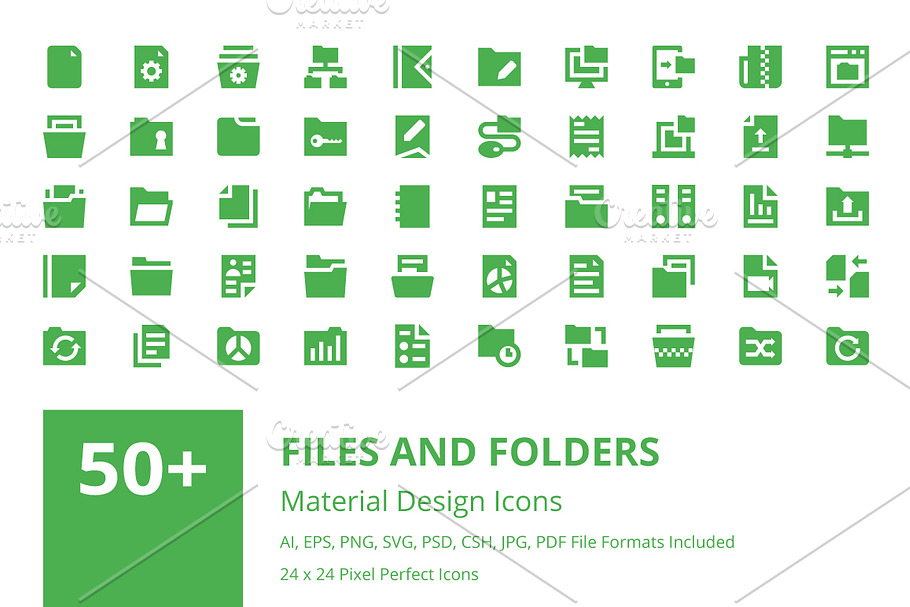 50+ Files and Folders Material Icons