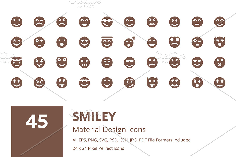 45 Smiley Material Design Icons 