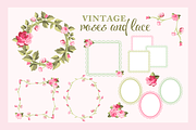 Rose Wreaths and Lace Frames Vectors